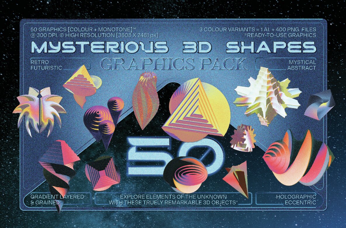 Boost Your Creativity with the Ultimate 3D Shapes Pack for Graphic Design - Image 1