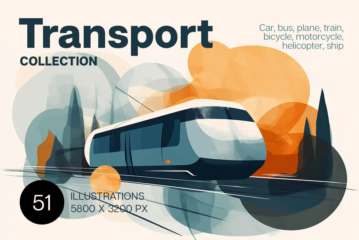 Unlock Nostalgia with the Transport Minimal Illustrations Collection - Image 1