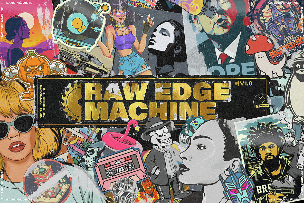 Master Urban Art: Enhance Your Designs with Raw Edge Photoshop Action - Image 1