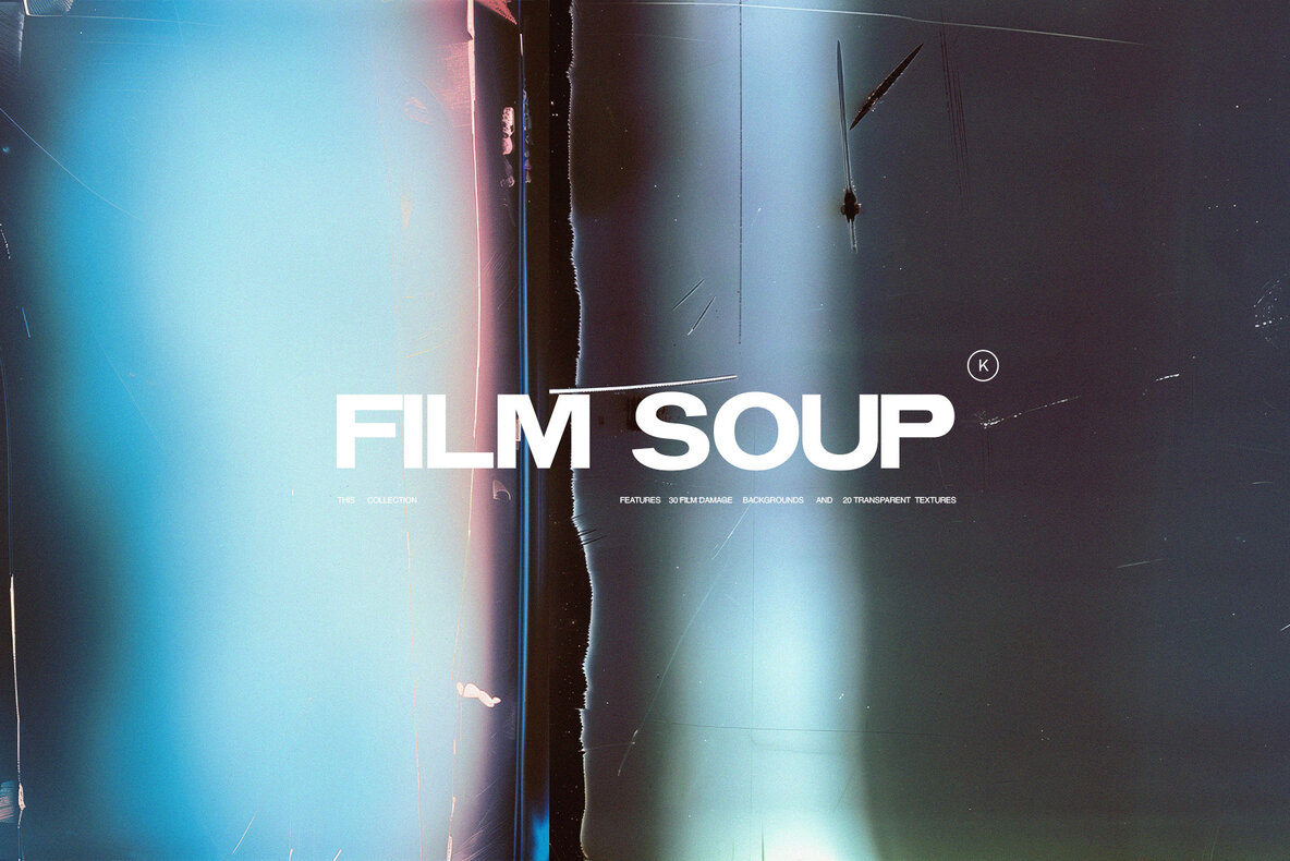 Revive Your Designs with Film Soup: 30 Damaged Film Textures and Backgrounds - Image 1