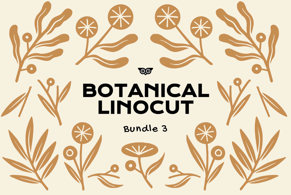 Download Botanical Linocut Bundle 3 Graphics - Image 1