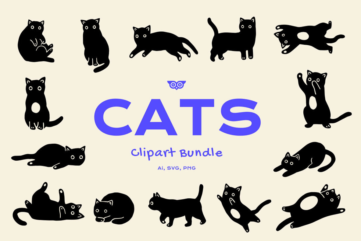 Download Cats Clipart Bundle Graphics - Image 1