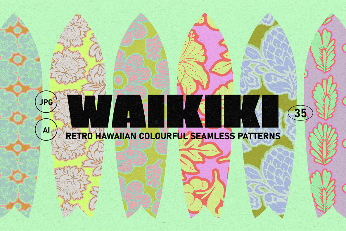 Download Vintage Hawaiian Vector Patterns Graphics - Image 1