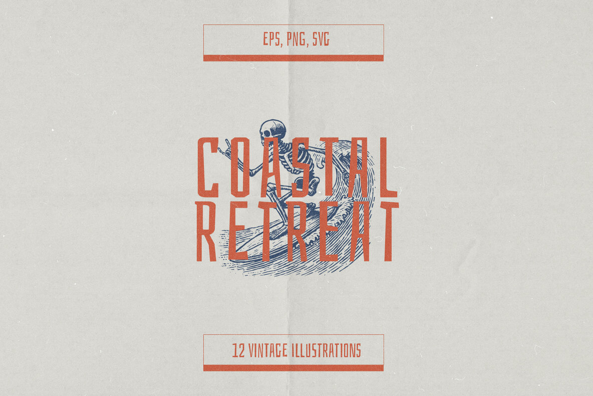 Download Coastal Retreat Vintage Illustration Graphics