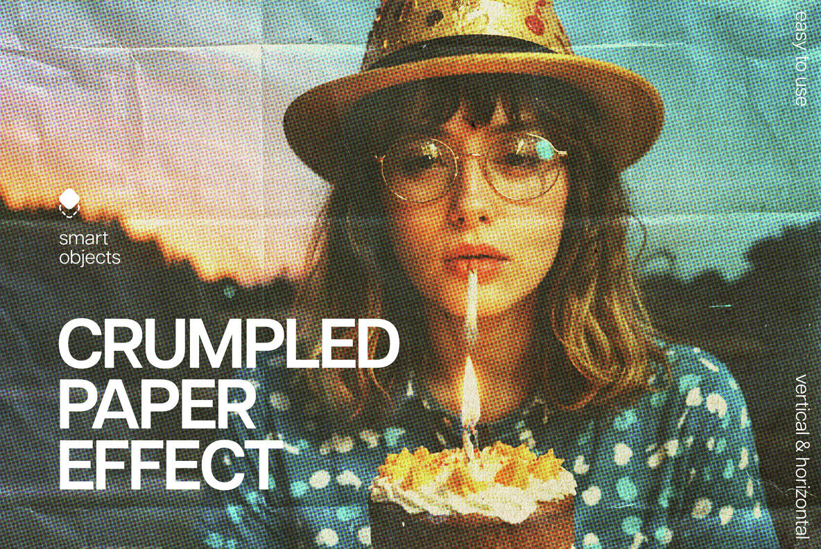 Download Halftone Crumpled Paper Photo Effect Graphics