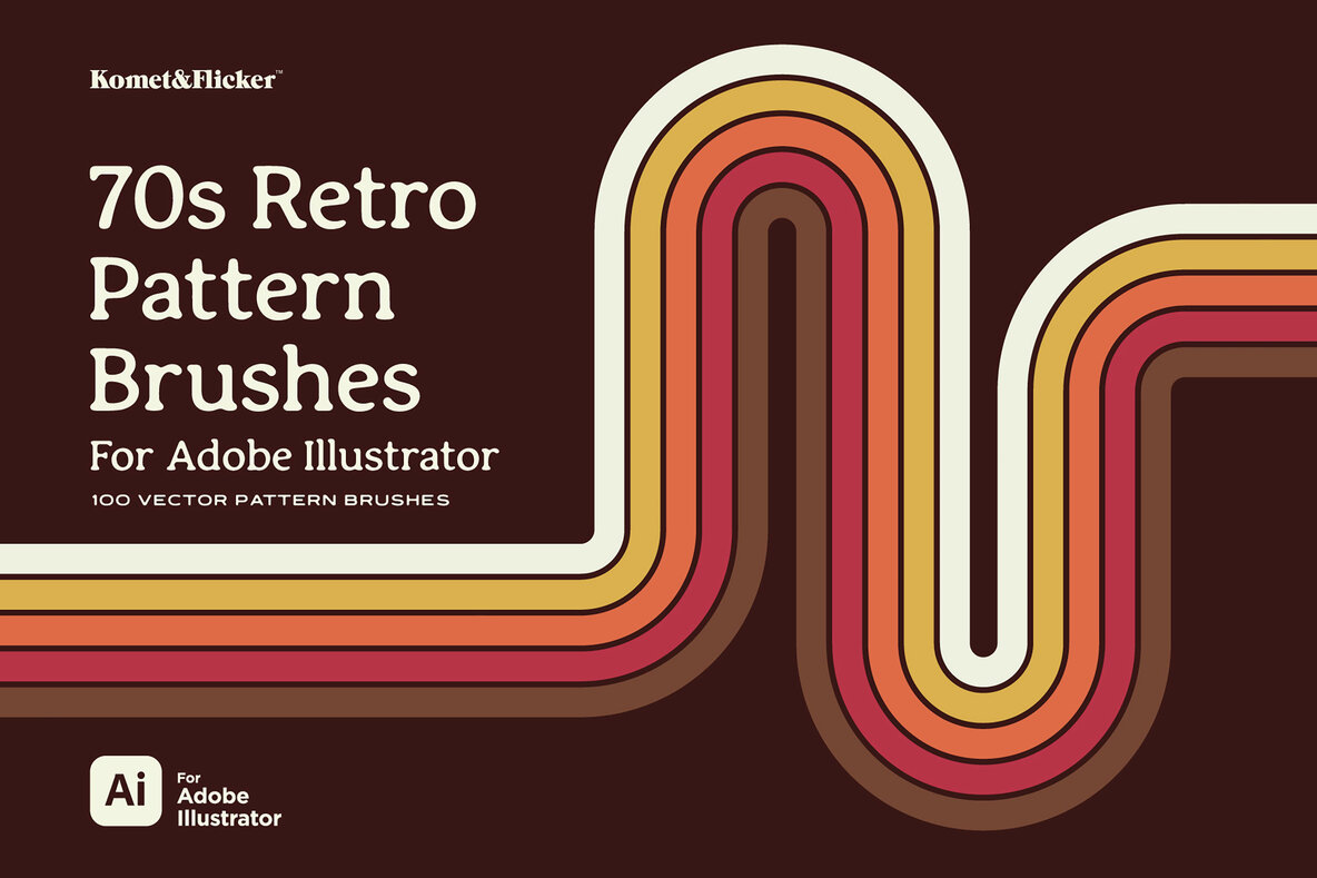 Download 70s Retro Pattern Brushes for Adobe Illustrator Graphics
