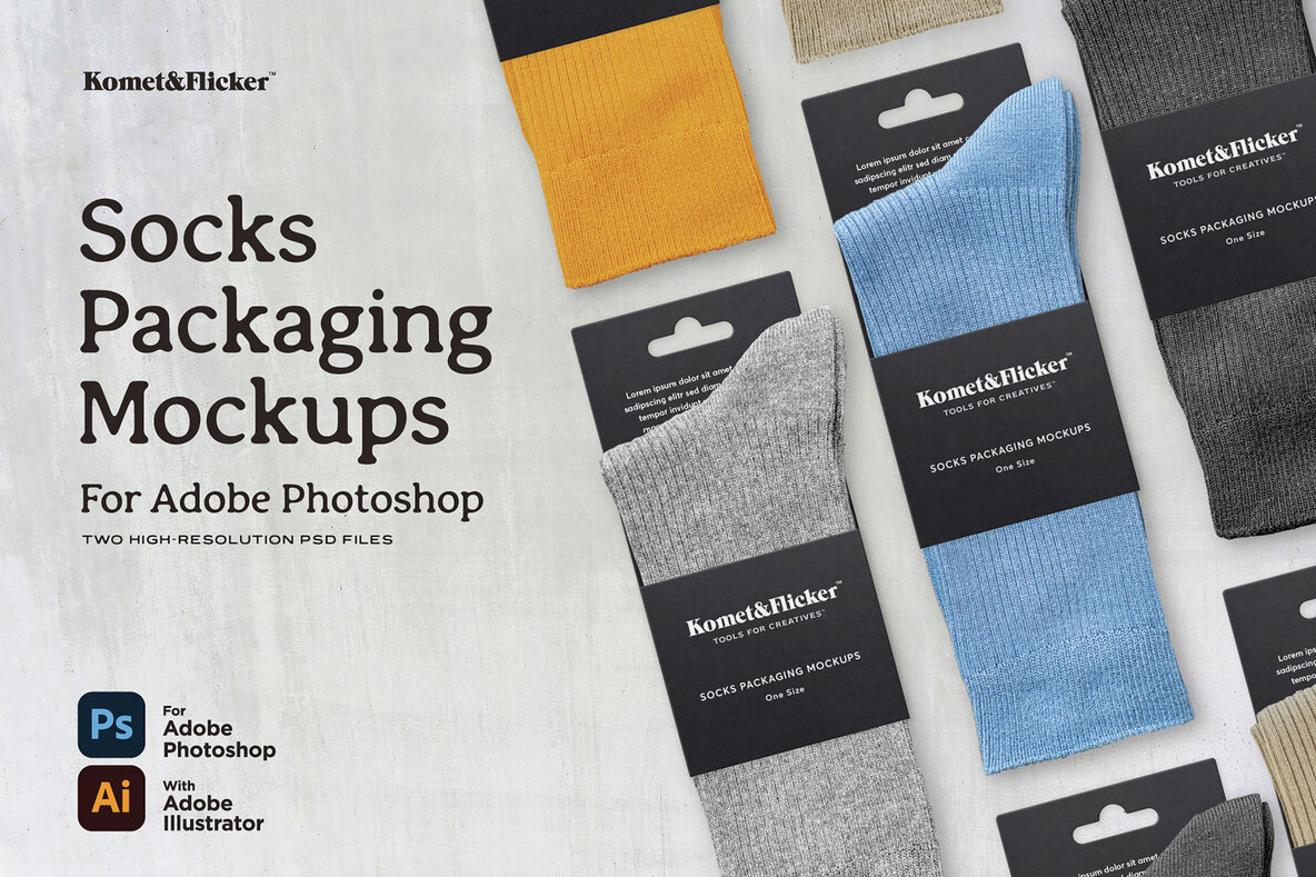 Download Socks Packaging Mockups for Photoshop Graphics