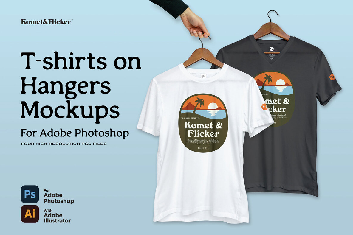Download T-shirts on Hangers Mockups for Photoshop Graphics