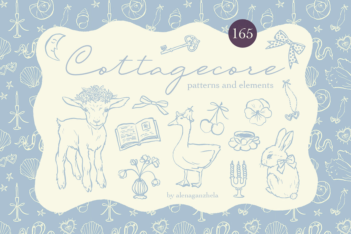 Download Cottagecore Patterns and Elements Graphics