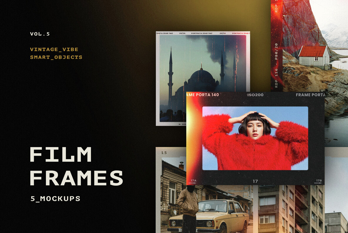 Download Retro Film Frames Mockups Graphics