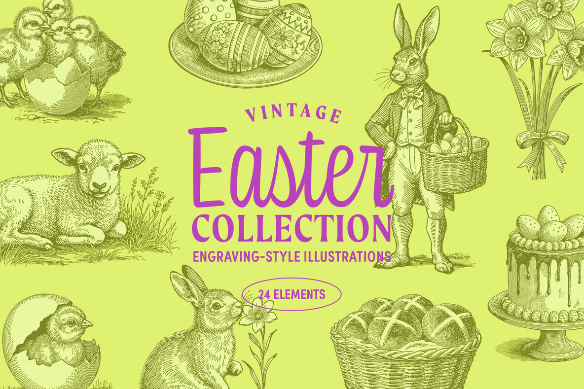 Download Vintage Easter Illustrations Graphics