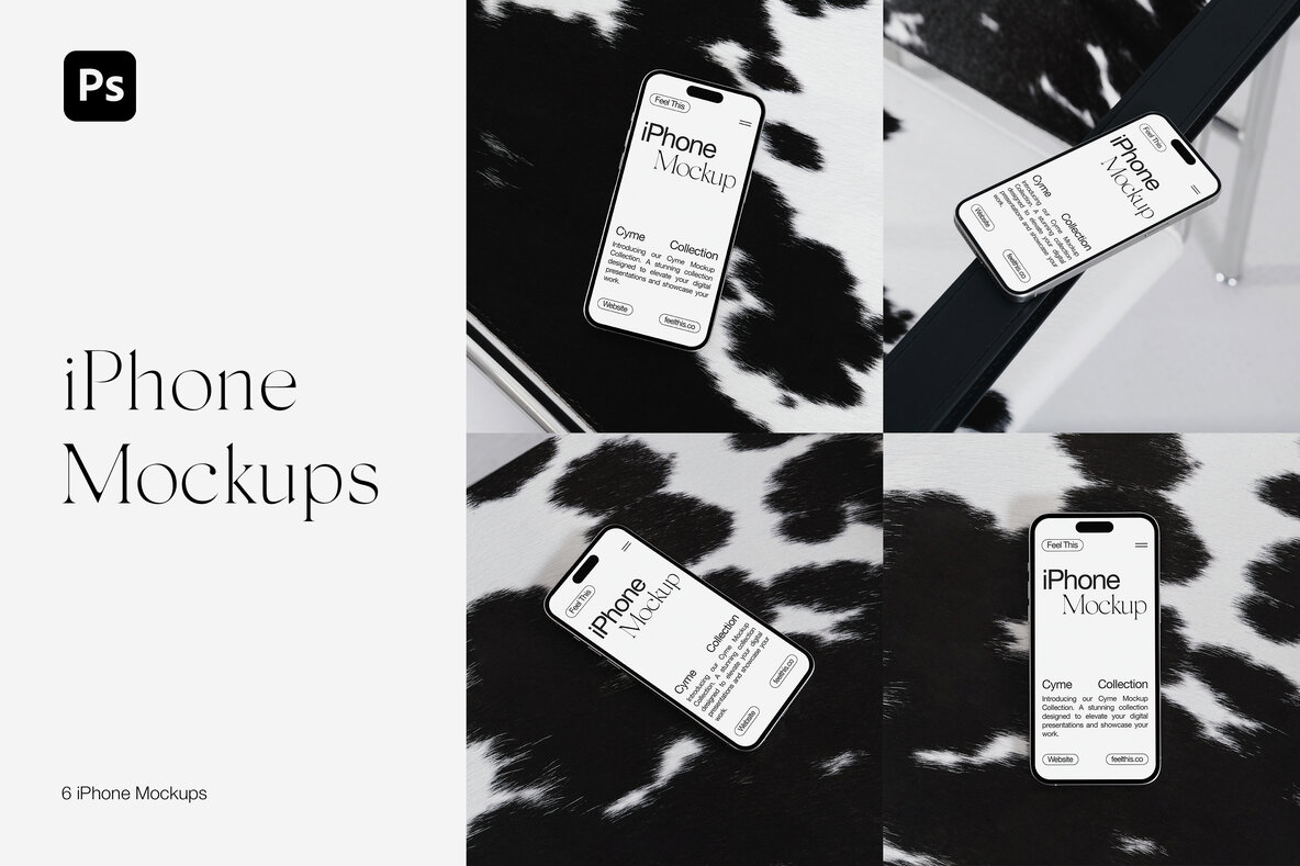 Download Minimalist iPhone Mockups for Photoshop PSD Graphics