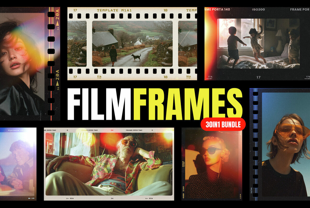 Download Retro Film Frames Bundle Graphics