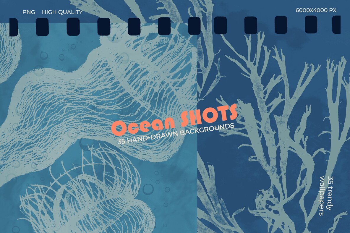 Download Ocean shots hand drawn backgrounds Graphics