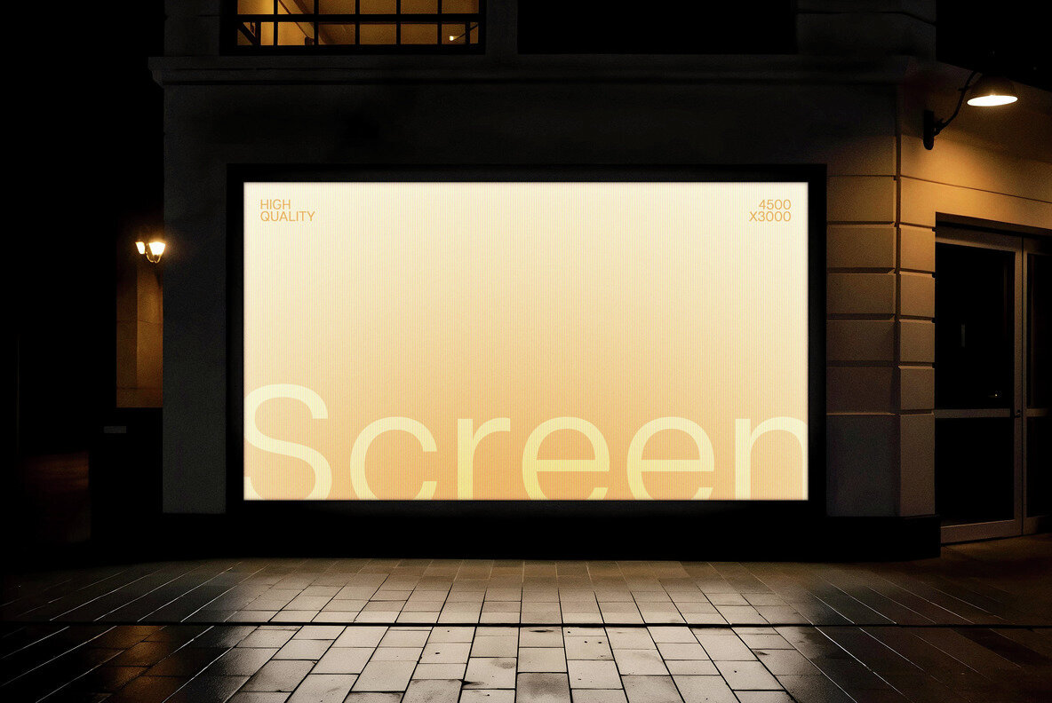 Download Outdoor Glowing Screen Mockup Graphics