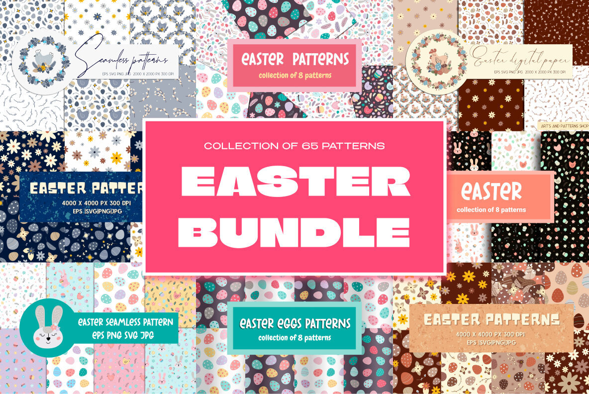 Download 65 Easter Seamless Patterns Bundle Graphics