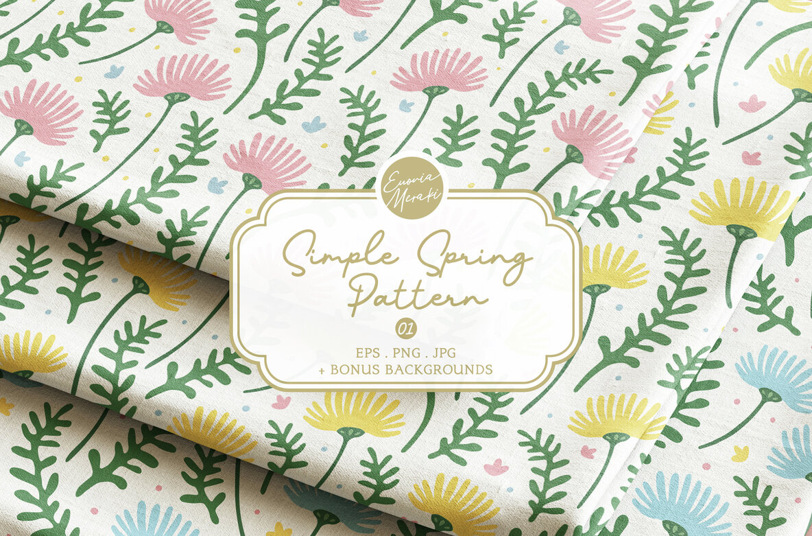 Download Simple Spring Pattern 01 – Floral motifs Graphics