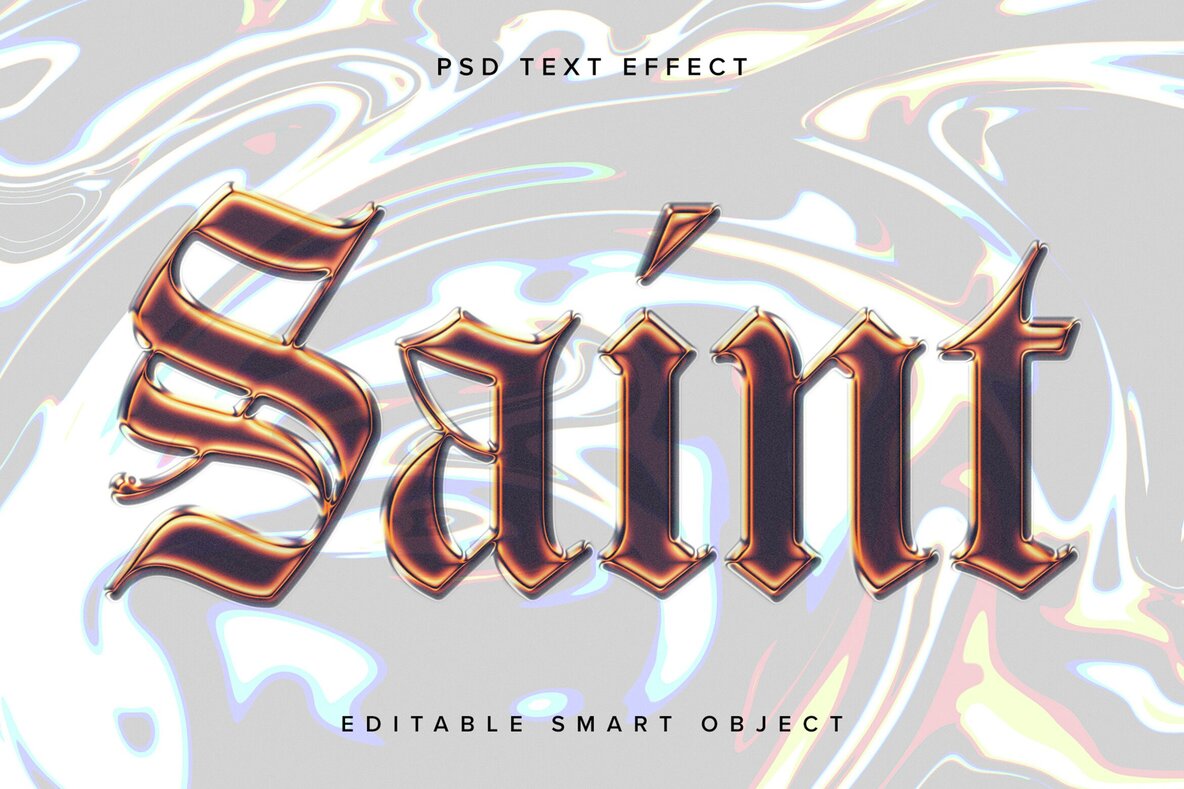 Download Orange Translucent Chrome Text Effect Mockup Graphics - Image 1