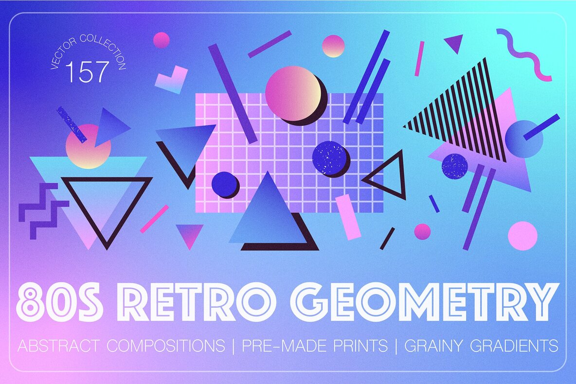 Download 80s Retro Geometry Shapes and Gradients Graphics - Image 1