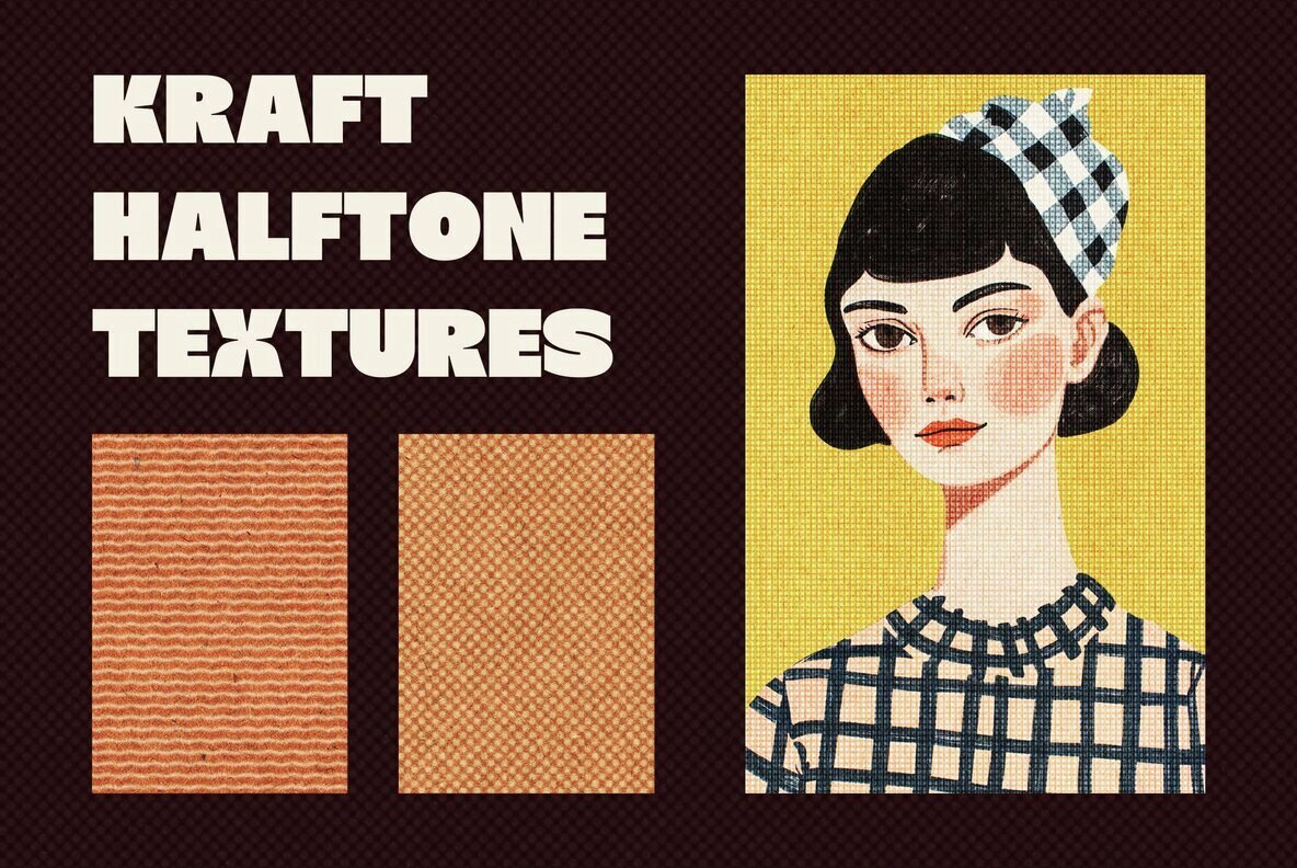 Download Kraft Halftone Paper Textures Collection Graphics