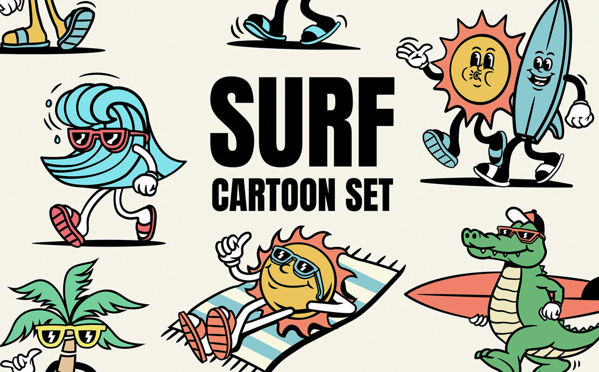 Download Surf Cartoon Set Graphics
