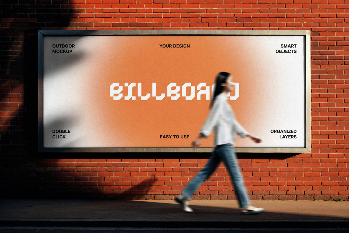 Download Brick Wall Billboard Mockup Graphics