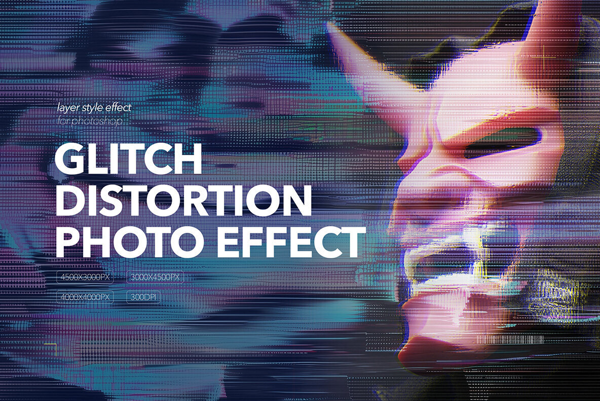 Download Glitch Distortion Photo Effects Graphics - Image 1