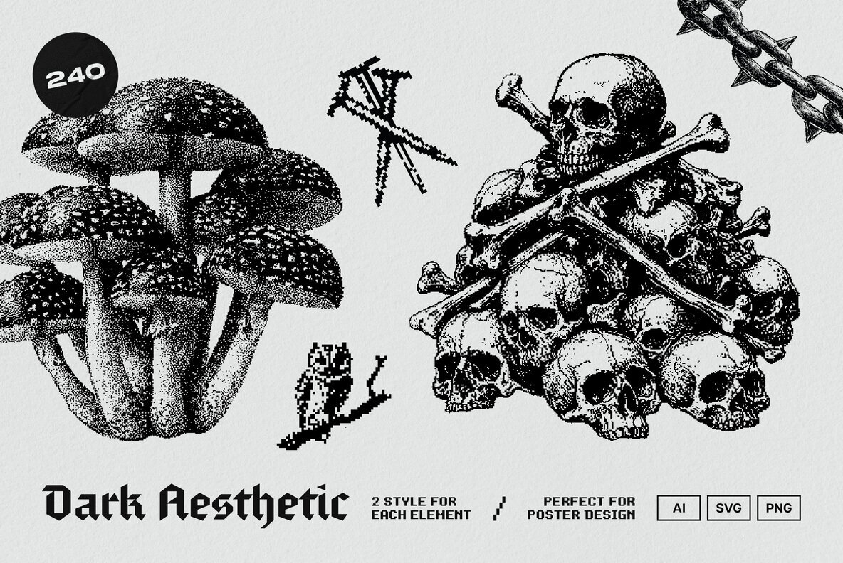 Download Dark Aesthetic Dithering Graphic Bundle Graphics - Image 1