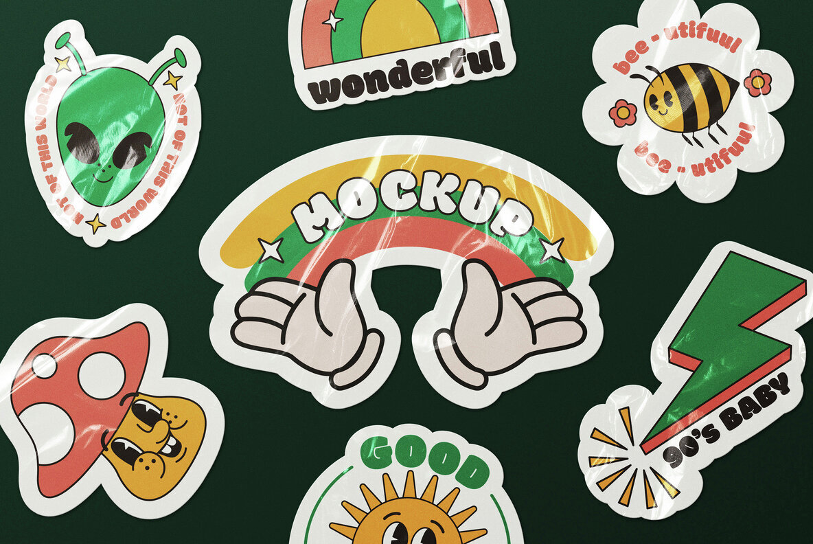 Download Wrinkled Sticker Mockup Graphics