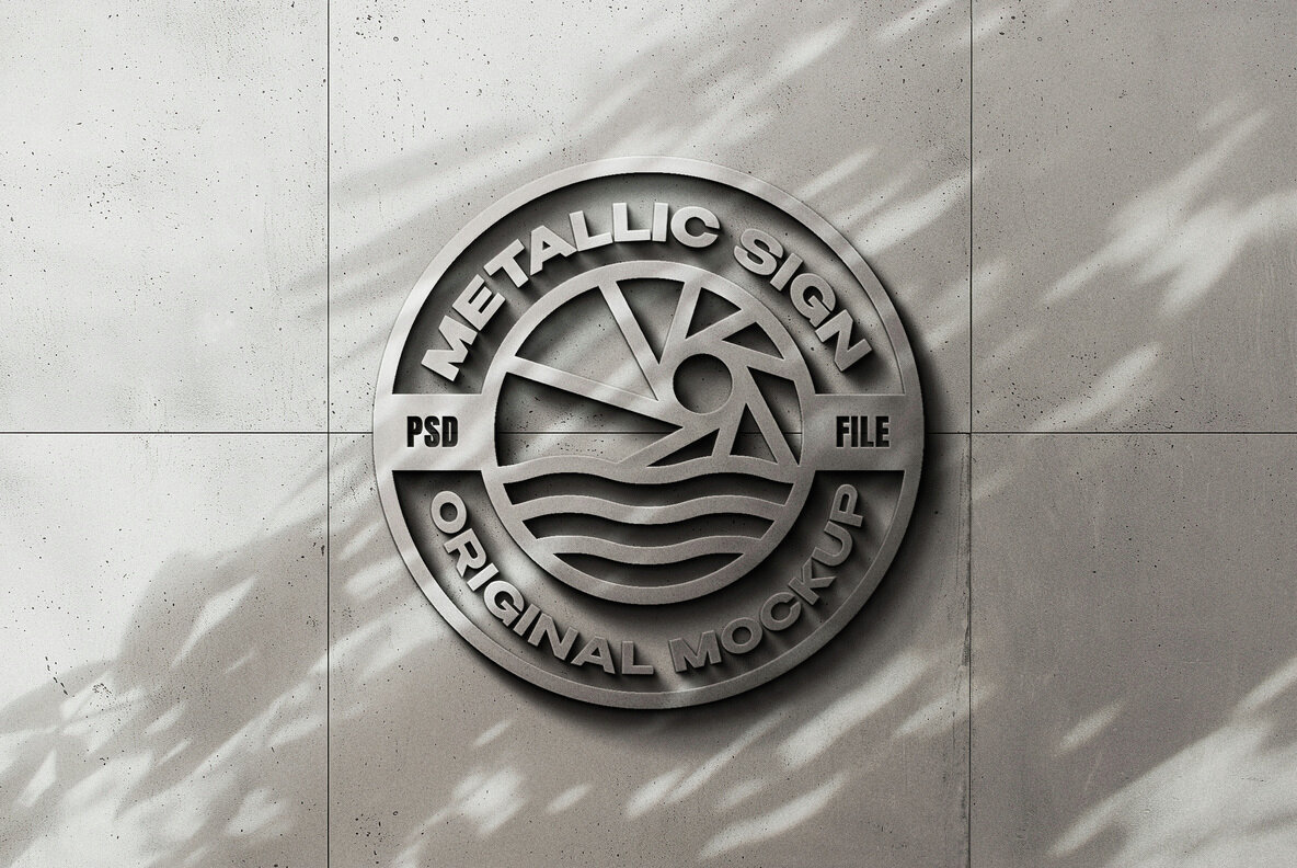 Download Metallic Sign Mockup Graphics - Image 1