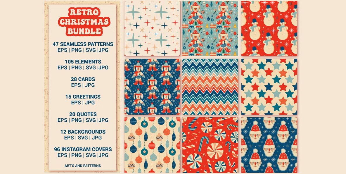 Download Retro Christmas Graphics Bundle Graphics - Image 1