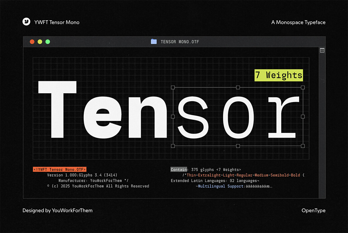 YWFT Tensor Mono Font - Image 1