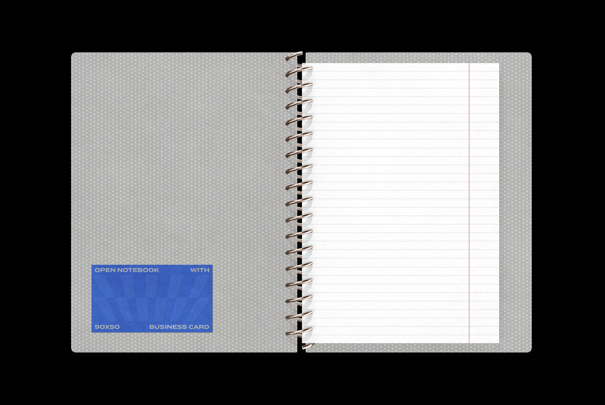 Download Open Notebook and 90×50 Business Card Mockup Graphics - Image 1