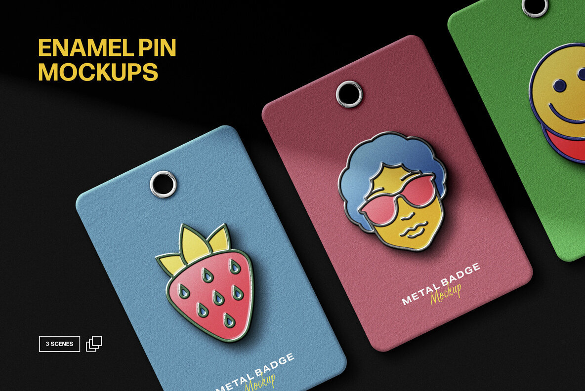 Download Enamel Pin Logo Mockups Graphics - Image 1